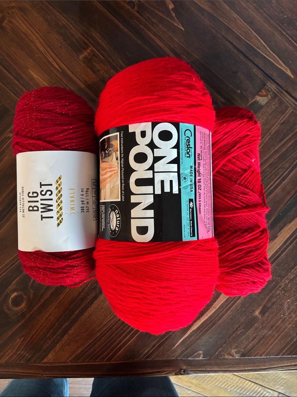 Red Yarn Bundle - One Pound & Big Twist Sparkle
